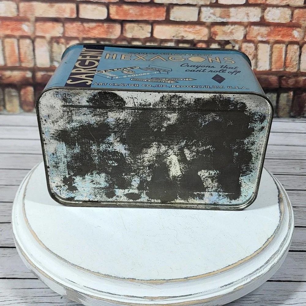 Vintage 1930s Sargent Dustless Blackboard‎ Crayon Tin Box Cottagecore